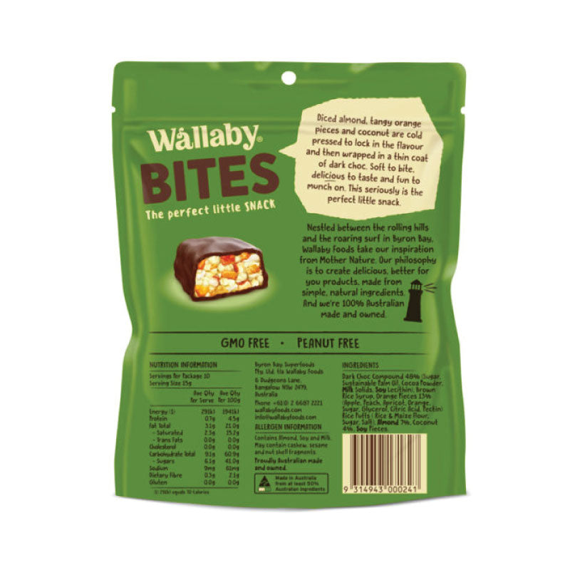 Wallaby Bites Dark Choc Orange